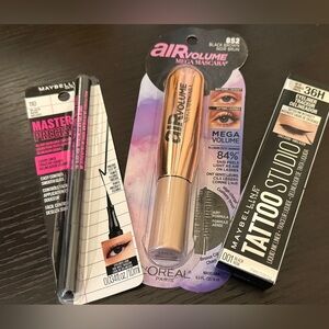 L'Oreal Maybelline Eyeliner Mascara Makeup Bundle Tattoo Studio New